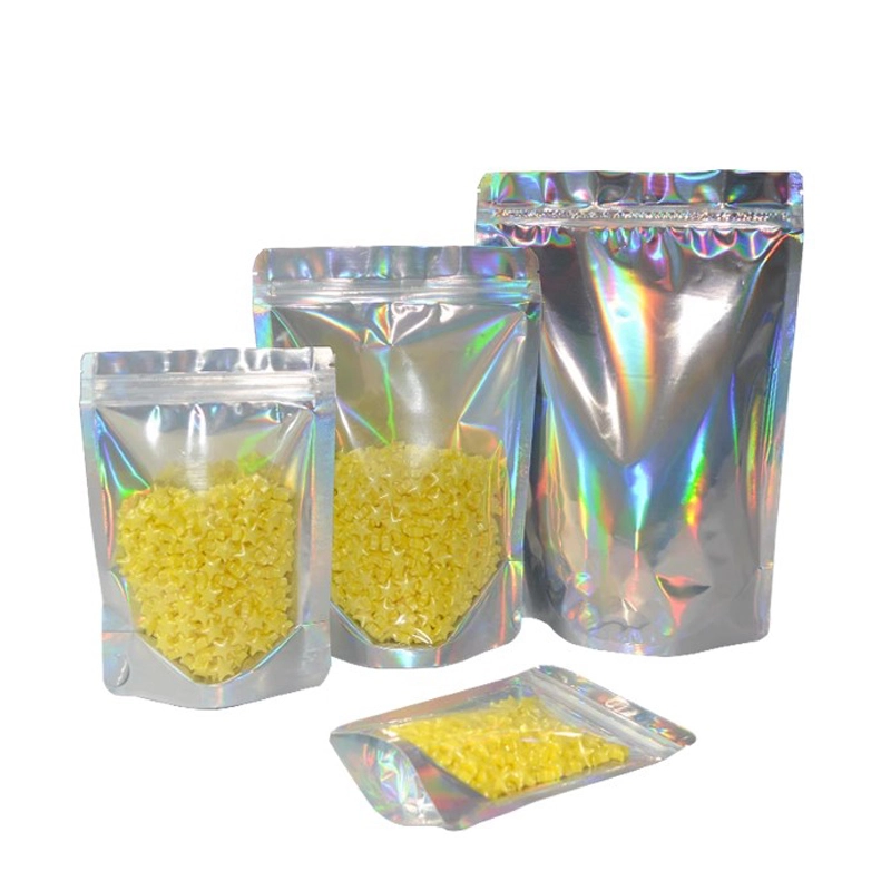 Laser holographic Stand up Pouch-Clear Silver (1)